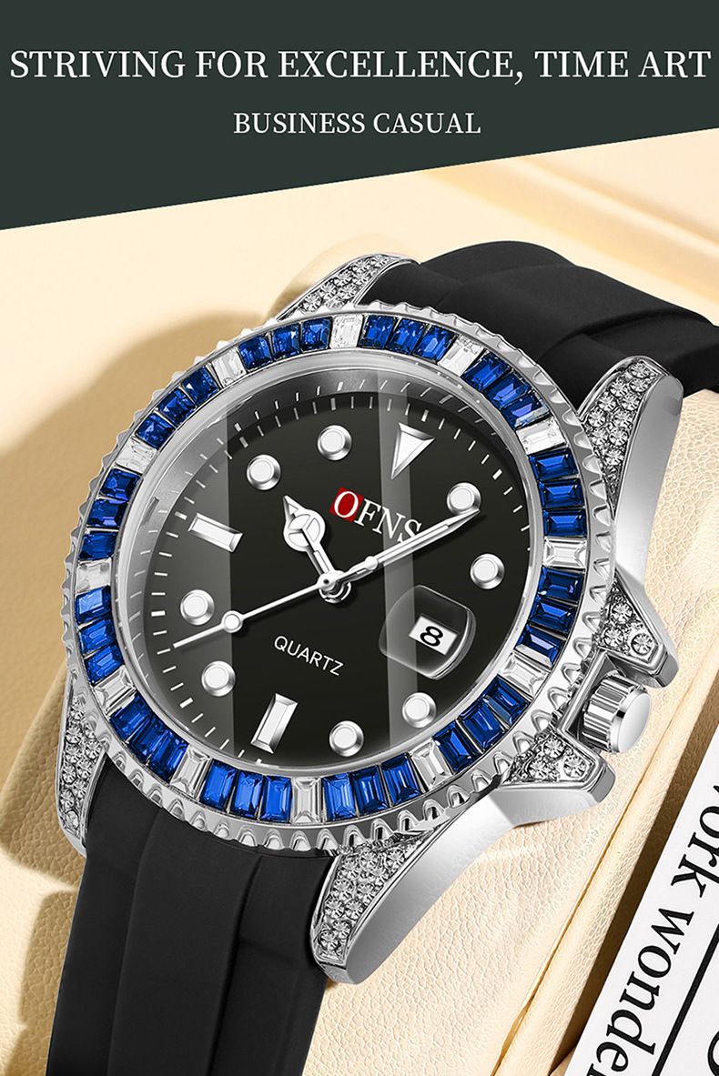 Men's Classic Diver Style Watch With Luminous Dial, Waterproof Casual Wristwatch With Date Function TPU Strap Classic Green Water Ghost Luminous Watch_voghion.com