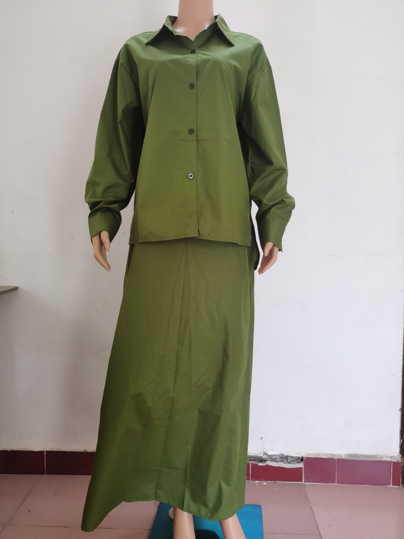 Women's Clothing new Middle Eastern Muslim women's loose long-sleeved shirt casual two-piece set_voghion.com