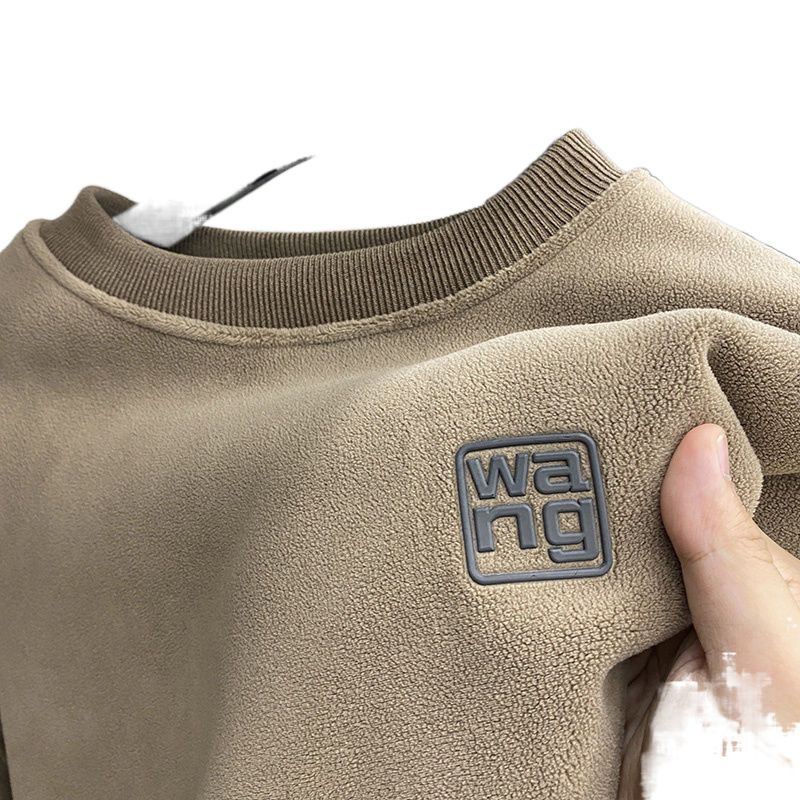 Australische Wintermode plus dickes warmes Oberteil für Herren, einfarbig, lässig, locker, Rundhals-Fleece-Kapuzenpullover_voghion.com