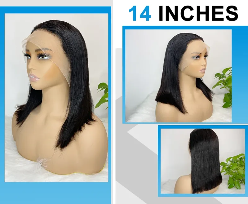 Parrucche Glueless Straight BOB 13X4 Parrucca Frontale in Pizzo per Donna Capelli Umani Brasiliani_voghion.com