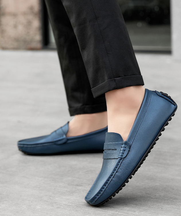 New Genuine Leather Bean for Men's Casual Driving with Soft Sole, Fashionable Fit, and Versatile Lazy Shoes in Large_voghion.com