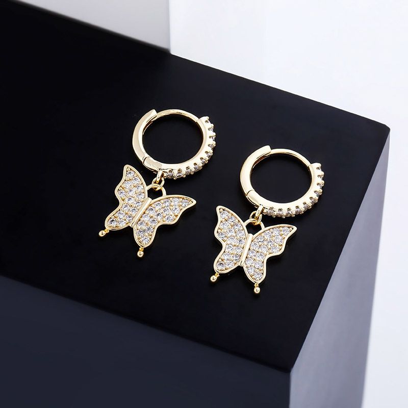 Vlinder-oorbellen met zirkonia voor dames - Hiphop-blingsieraden (eenvoudig en stijlvol)_voghion.com