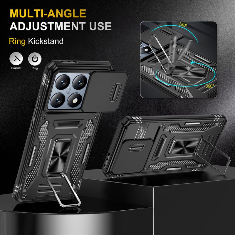 Case For Xiaomi 14T Redmi 14C Note 13 Pro 4G 5G Armor Anti-fall Slide Camera Protection Kickstand Ring Stand Cover_voghion.com