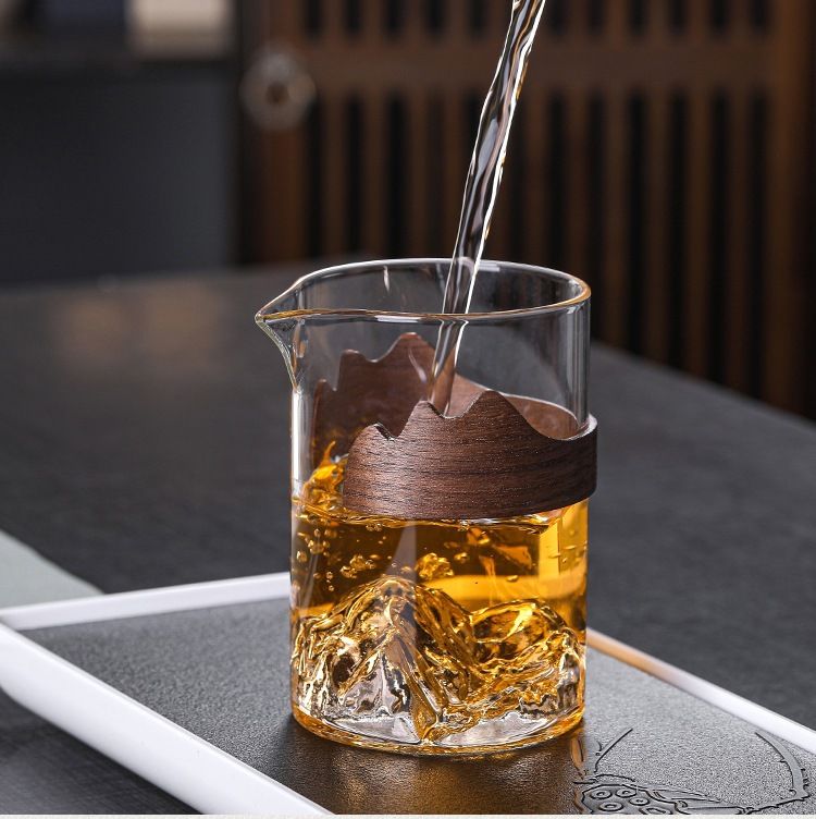 Walnut Chip Heat-resistant Glass Fair Kung Fu Set, Sea, Mountain View, Public Cup, Large Tea Divider, Even Cup_voghion.com