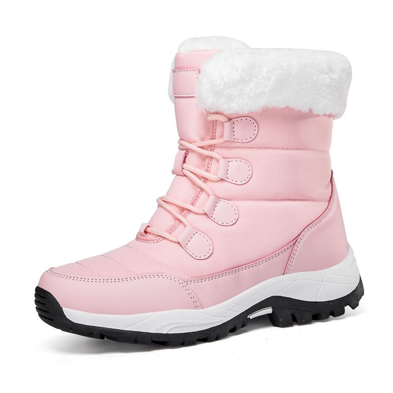 2025 Nuove scarpe da trekking invernali in velluto spesso, calde e resistenti all'usura, stivali da neve da donna, scarpe alte in cotone_voghion.com