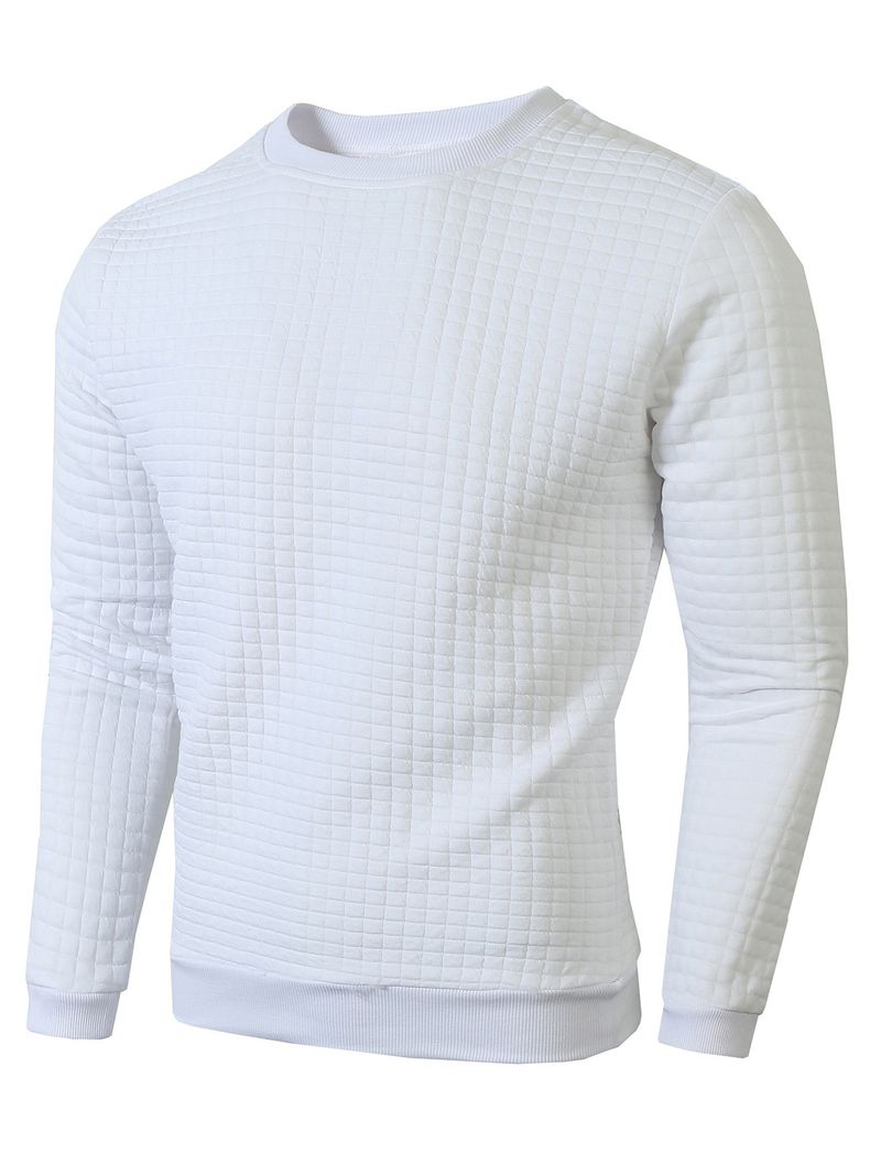 Ropa para hombre, otoño e invierno, camisa informal ajustada para hombre, camiseta de manga larga con cuello redondo y diseño de gofre_voghion.com