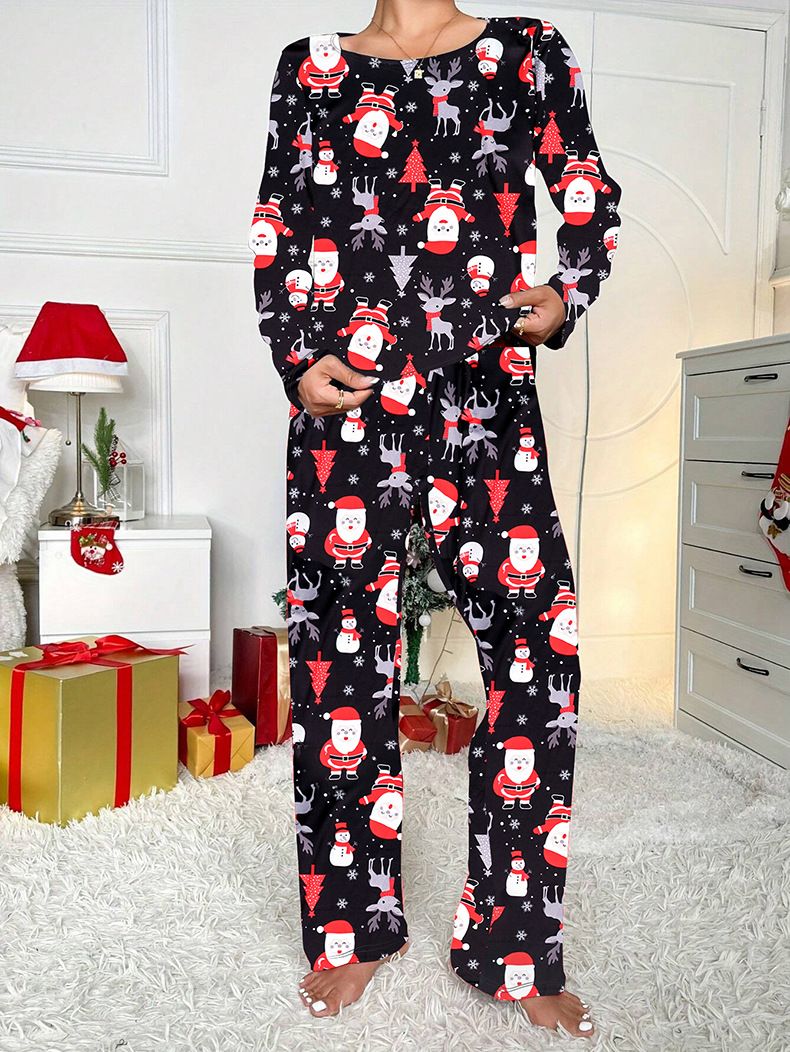 Autumn And Winter Comfortable Casual Loungewear Women's Christmas Pajamas Set_voghion.com