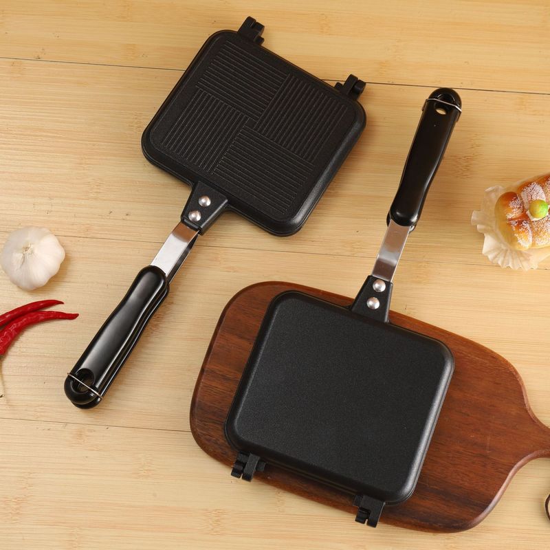 Non Stick Gas Pan Household Convenient Multi Function Breakfast Machine Fried Egg Toast Mold Sandwich Double Sided_voghion.com
