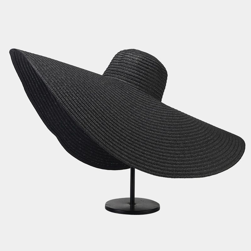 Nuovi arrivi 70 cm cappelli di paglia a tesa larga oversize primavera estate floscio pieghevole protezione UV cappello da spiaggia per le donne all'ingrosso_voghion.com