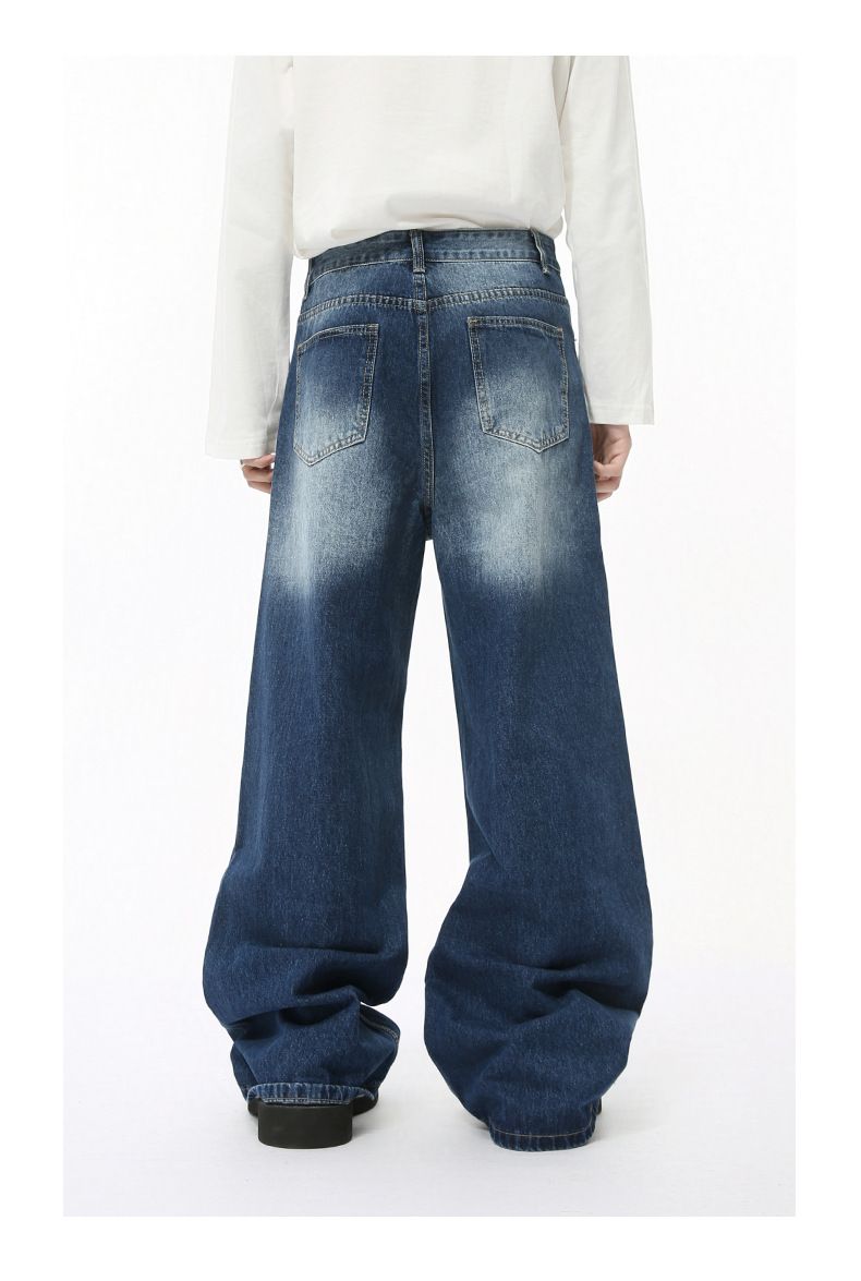 Men's Clothing Autumn New Arrivals Korean Distressed White Wide leg Straight Jeans Trend_voghion.com