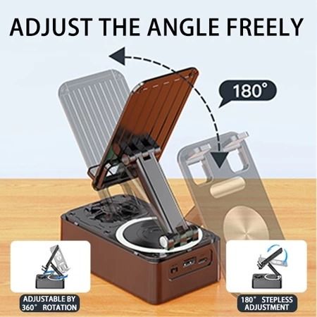 3000mAh 3in1 Bluetooth Speaker Wireless Speaker Phone Power Bank Foldable Phone Stand With Anti-Slip Pads For Video_voghion.com
