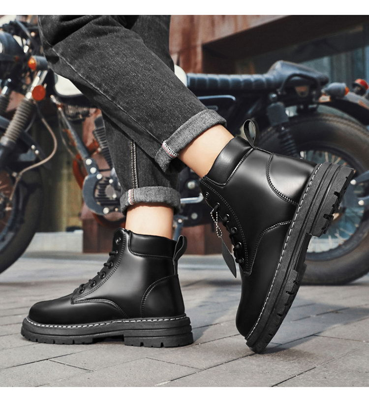 Botas Martin populares masculinas tamanho extra grande 48 botas masculinas estilo retrô britânico botas de trabalho de cano alto botas de couro_voghion.com