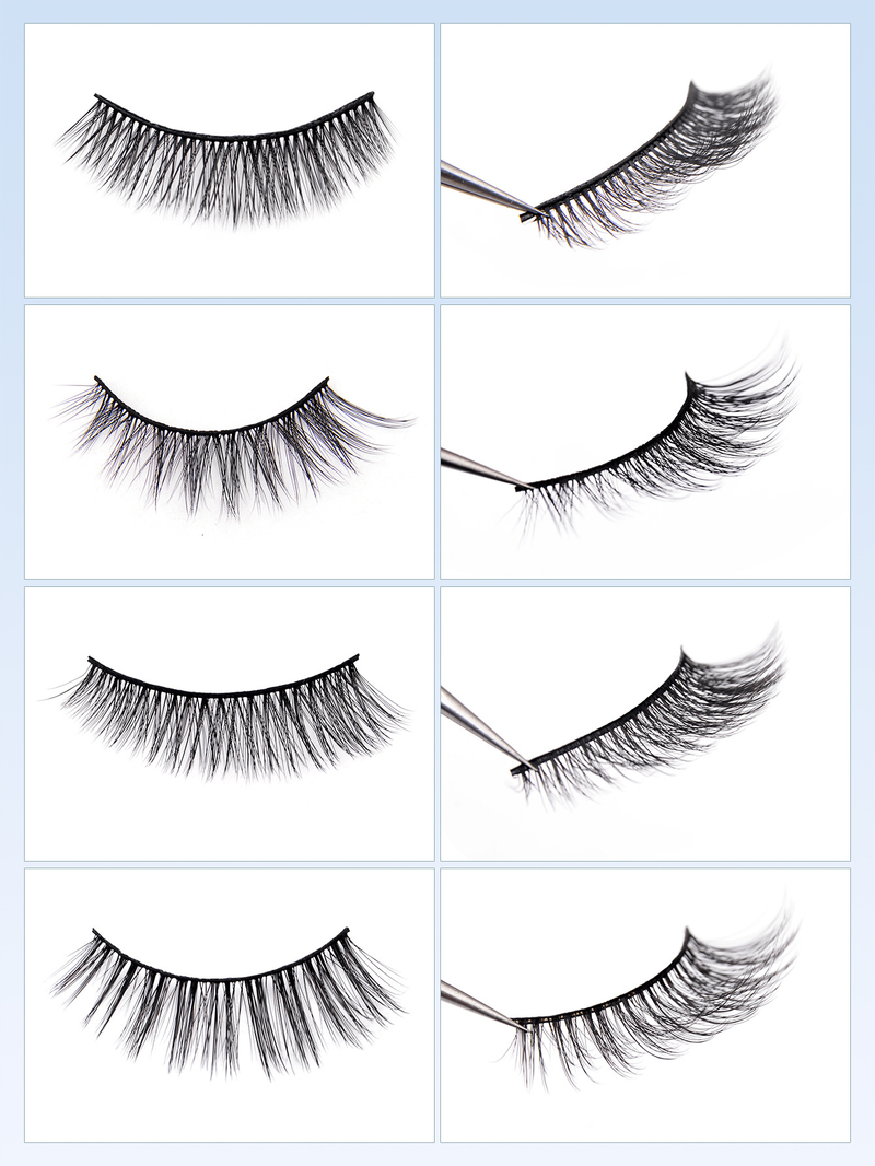 Cils en fibres chimiques 3D chauds, boucles stéréo naturelles, 20 paires de faux cils de plus que les cils plats_voghion.com