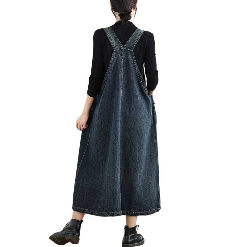 Nuovo abito casual in denim con spalline larghe per donna_voghion.com