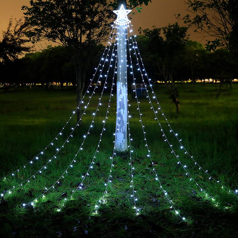 Five pointed star waterfall lamp LED water lamp meteor lamp star lamp garden layout Christmas decoration lamp trailing lamp_voghion.com