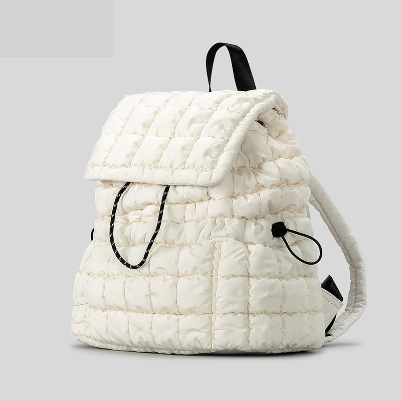 Women's Bags Large Capacity Puff Backpack For Women With Wrinkled Cloud Travel Backpack For Winter Students With Drawstring Schoolbag_voghion.com