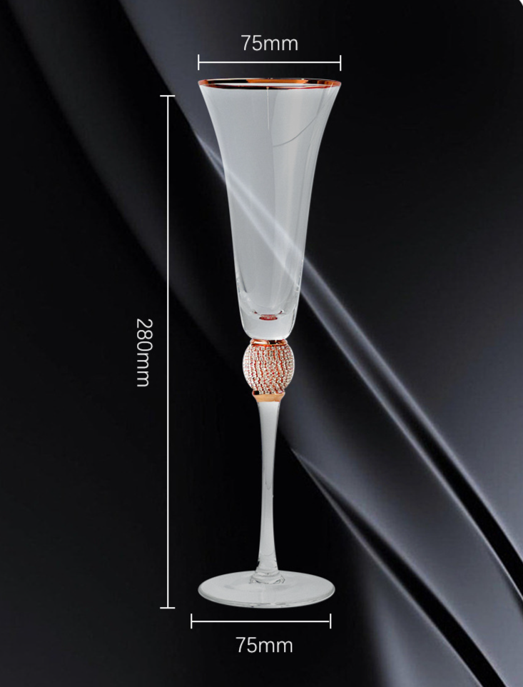 Creative Diamond Wrapped V-formad Trumpet Champagne Goblet Advanced Stroke Cocktailglas_voghion.com