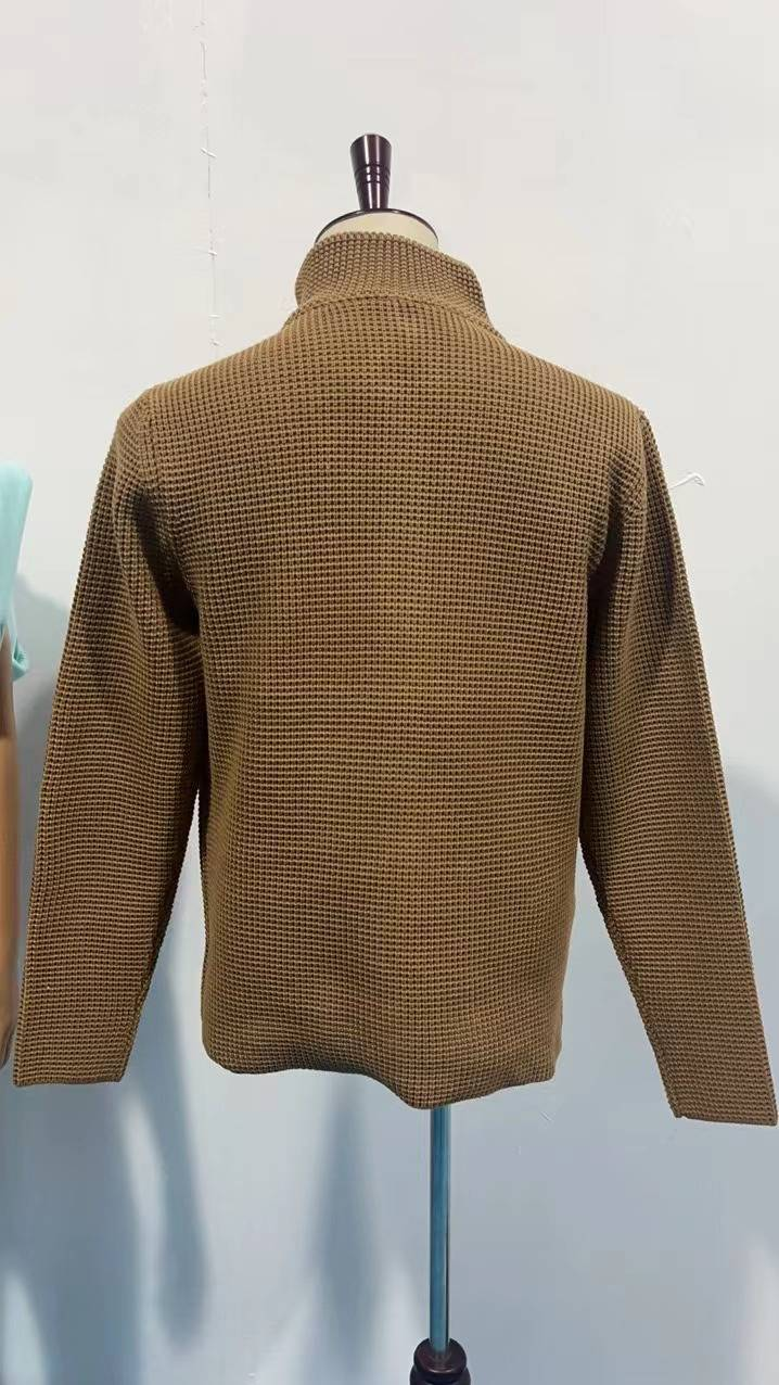 Fashion New Casual Long Sleeve Stand Collar Solid Color Knit Sweater Men's Suit Jacket_voghion.com