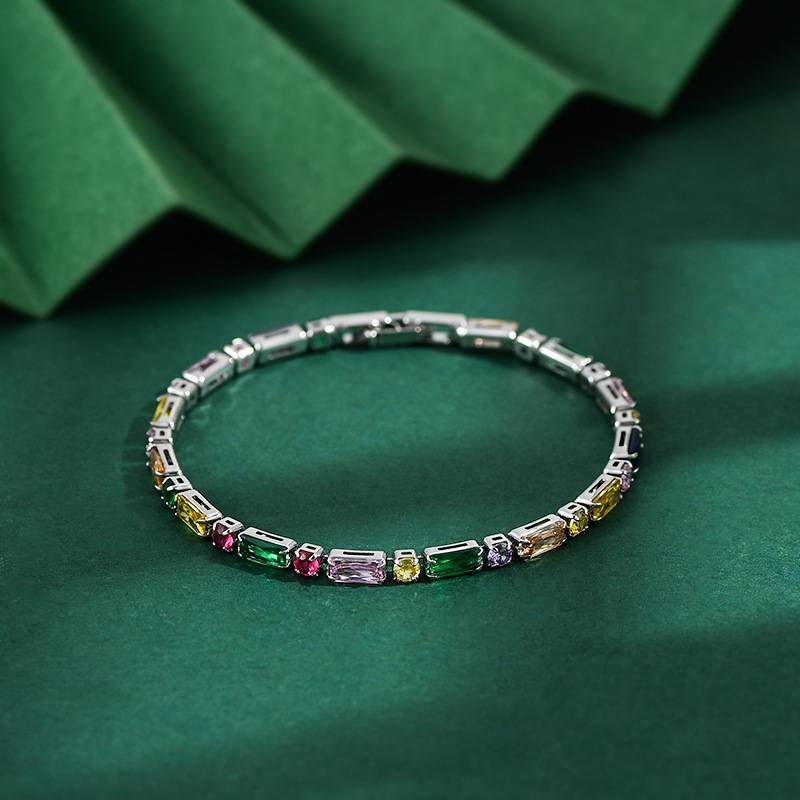 Fashionable Women's Chain Bracelet, Micro-set Colored Cubic Zirconia Claws, Boho Style, Fashionable Accessories Gift_voghion.com
