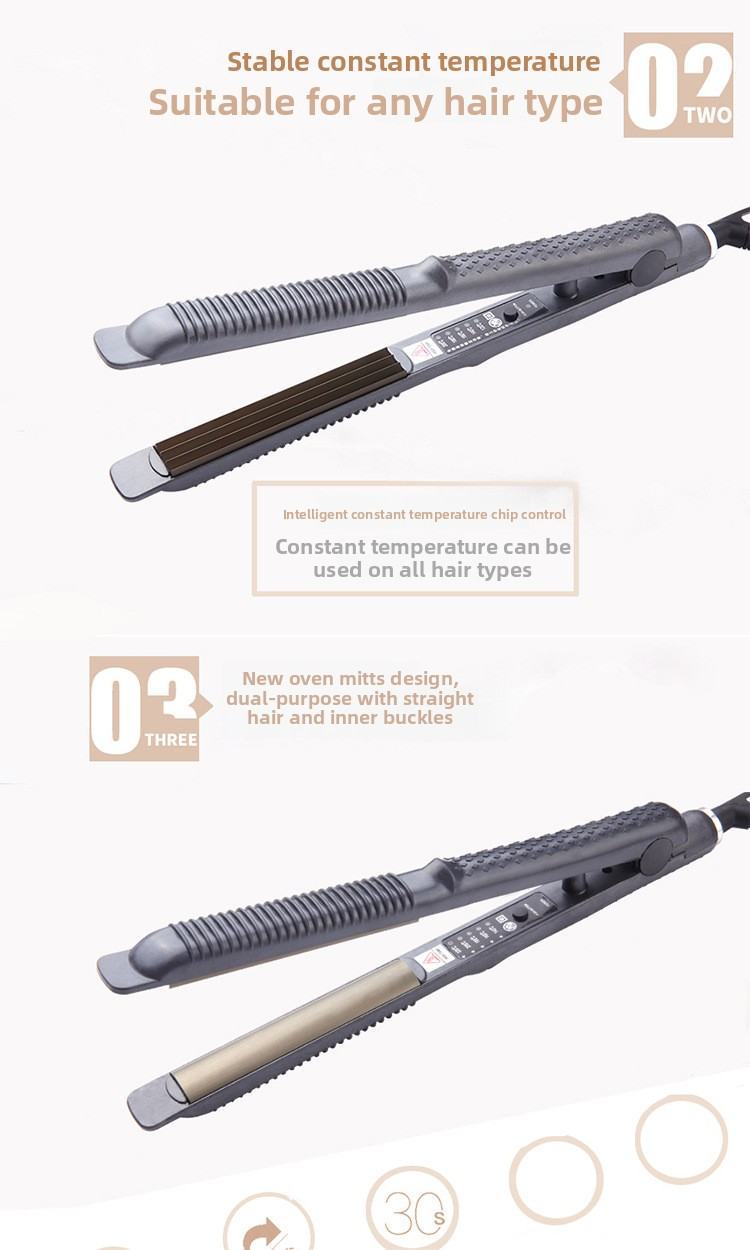 Mini fer à lisser et boucler 2 en 1 - Fer plat portable pour lisser, boucler et soulever les racines avec chauffage rapide, design adapté aux voyages_voghion.com