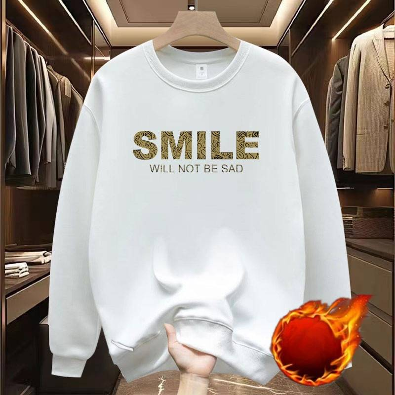 Men’s Retro Fleece Crewneck Sweatshirt – Streetwear Style, Soft Cotton Blend, Unisex Graphic Print (Black/White, M-5XL)_voghion.com