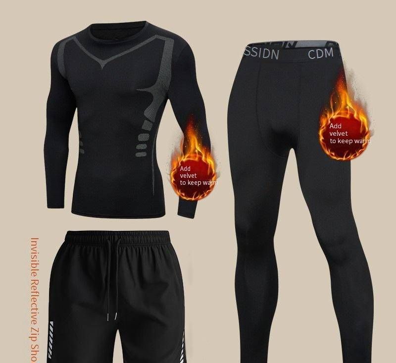 Men's Thermal Underwear Set Winter Fleece Lined Warm Base Layer Running Tight Long Sleeve Shirt & Pants_voghion.com