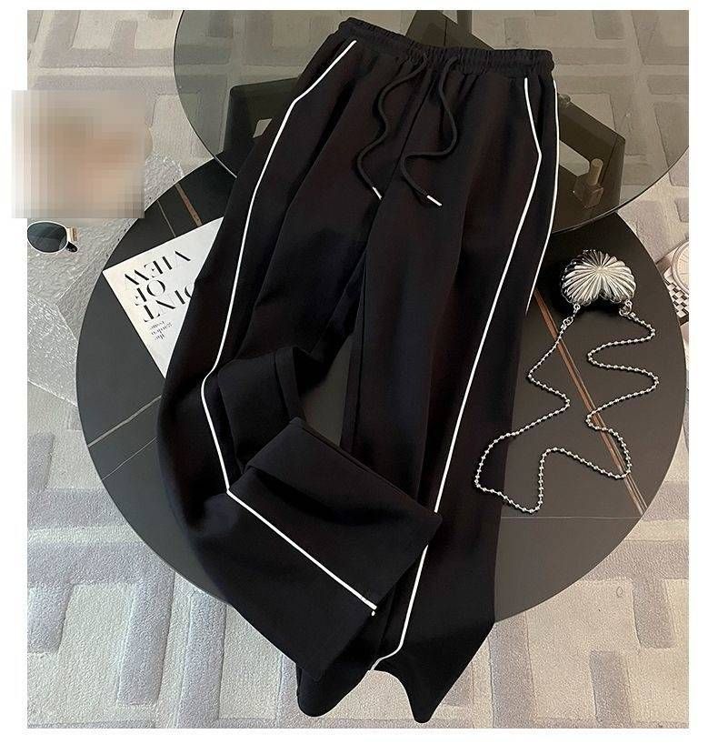 Women's Clothing Solid Color Hem Cut Zipper Hooded Sweatshirt Women's Trendy Brand High Waist Simple Fashion Straight Sweatpants Women's Suit_voghion.com