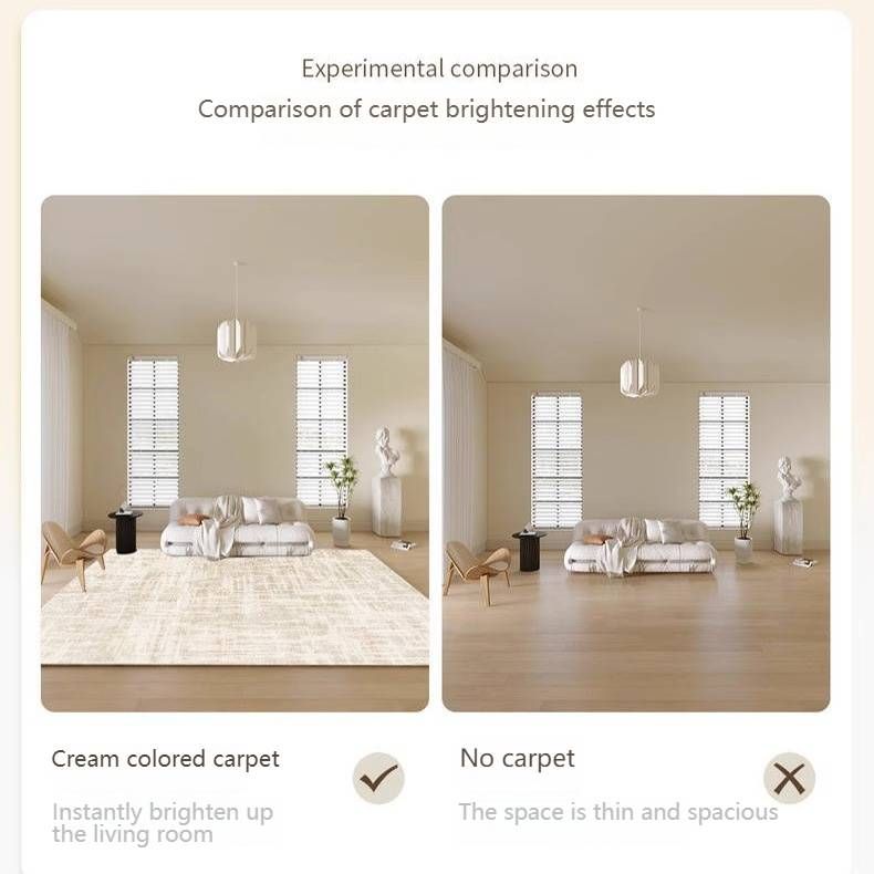 Luxury Cream-Colored Living Room Rug – Soft Polyester Sofa Carpet For Bedroom & Lounge – Stain-Resistant Easy-Clean Area Mat_voghion.com