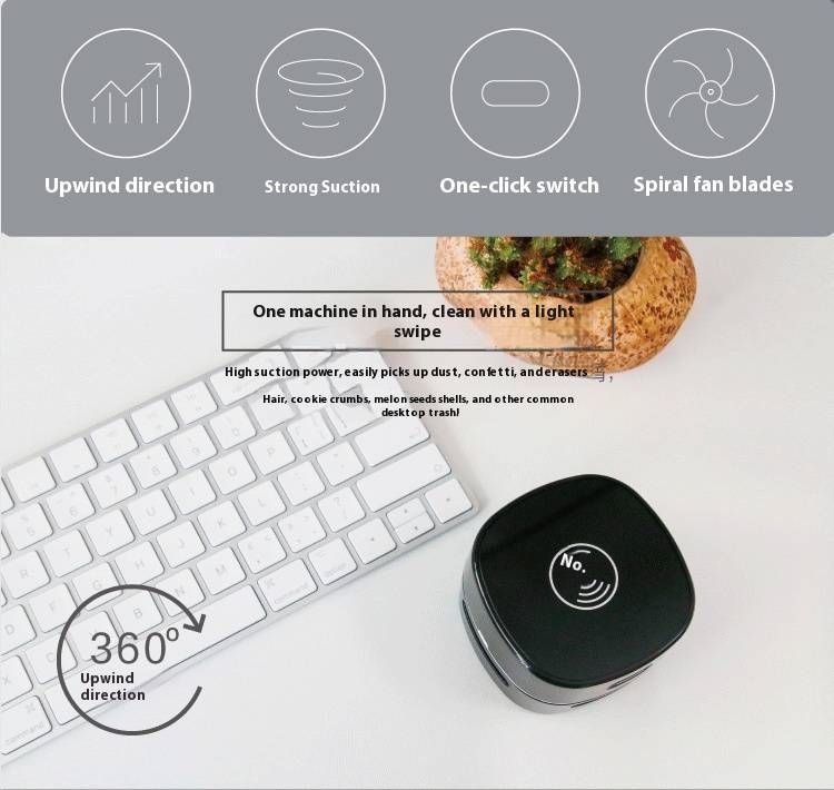 Ultra-Portable Handheld Vacuum - Cordless USB-C Rechargeable Mini Cleaner For Crumbs, Ash & Debris, Compact Desktop Dustbuster With LED Light_voghion.com
