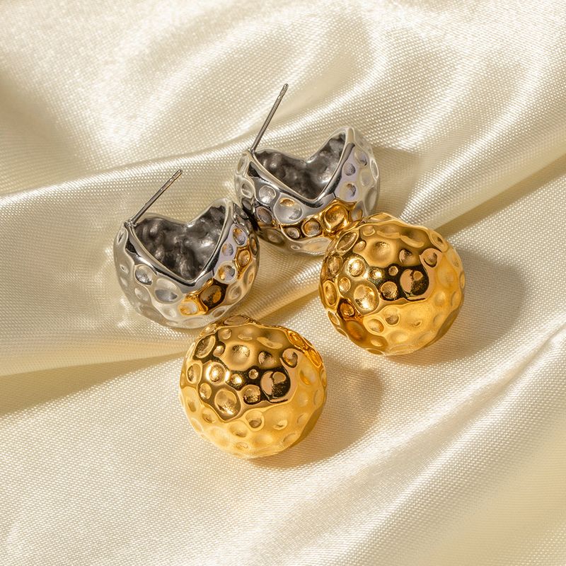 INS French New Titanium Steel Stesso modello di martello a sfera con orecchini in oro zircone ornamento per le donne_voghion.com
