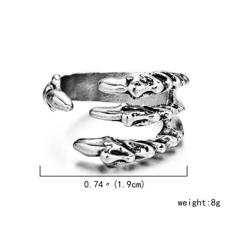 Ready Stock Vintage Gothic Punk Tier für Frauen Männer Charm Frosch Rubbit Hund Katze Drachenpfote Öffnung Fingerringe Schmuck Geschenke_voghion.com