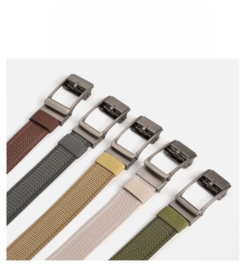 Herren-Gürtel aus nicht porösem Nylon-Canvas mit zahnloser Automatikschließe, gewebter Jeansgürtel, Freizeitgürtel, Businessgürtel, Studentengürtel_voghion.com
