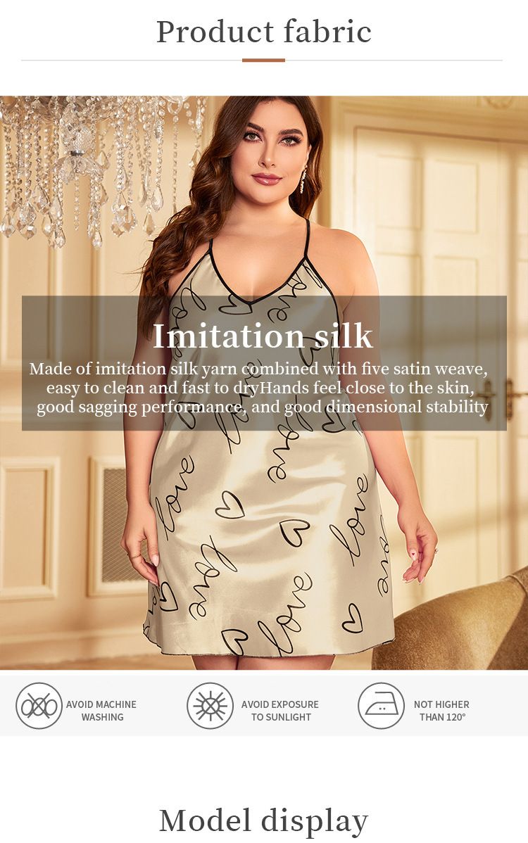 Women's Ice Camisole Nightdress Summer Thin Sexy Backless Silk Printed Nightgown_voghion.com
