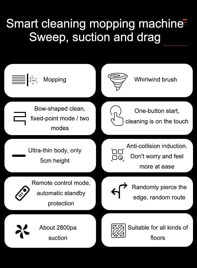 Robot aspirapolvere Aspirapolvere Asciutto Bagnato Aspirapolvere Doppio Scopo Mop Con Serbatoio Acqua Telecomando Temporizzazione Smart Carpet Robot Aspirapolvere_voghion.com