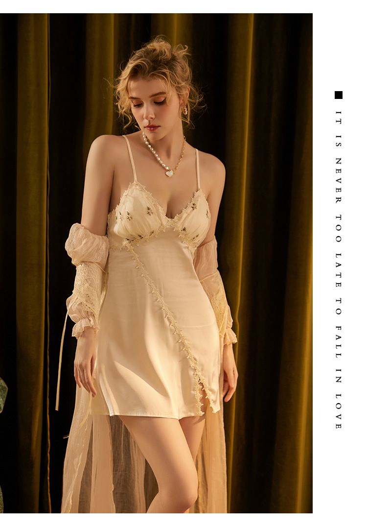 Női hálóruhák Szexi pizsama Tündér virágos hálóing mellkaspárnával Pure Temptation otthoni ruha öltöny_voghion.com