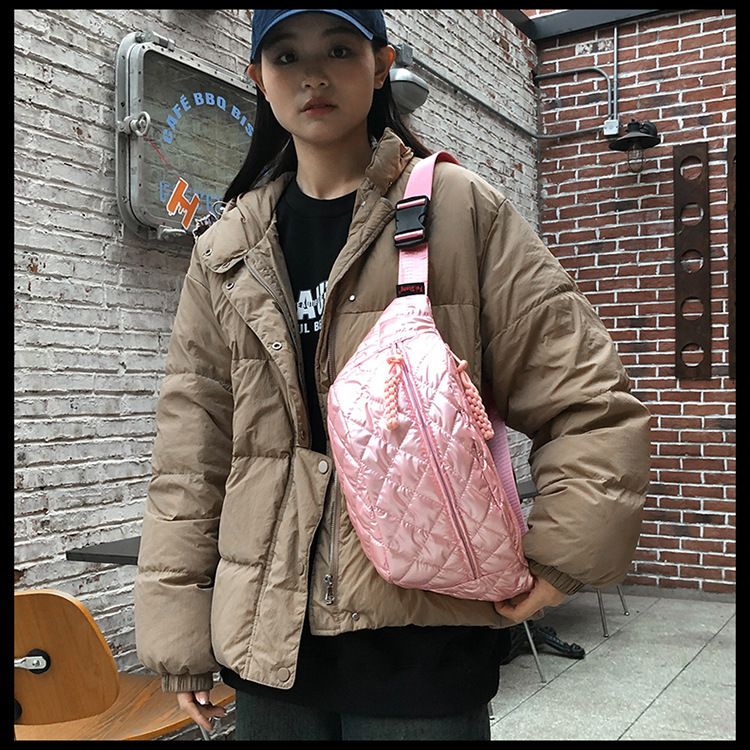 Winter New Women's Waist Bag Large Capacity Cotton Coat Crossbody Bag Fashion Waist Bag Diamond Embroidery Couple Chest Bag_voghion.com