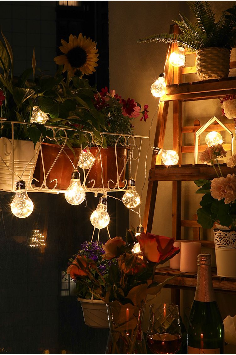 Lampadina solare in filo di rame con stringa di lampadine trasparenti G45, cortile, giardino, luce decorativa per esterni_voghion.com