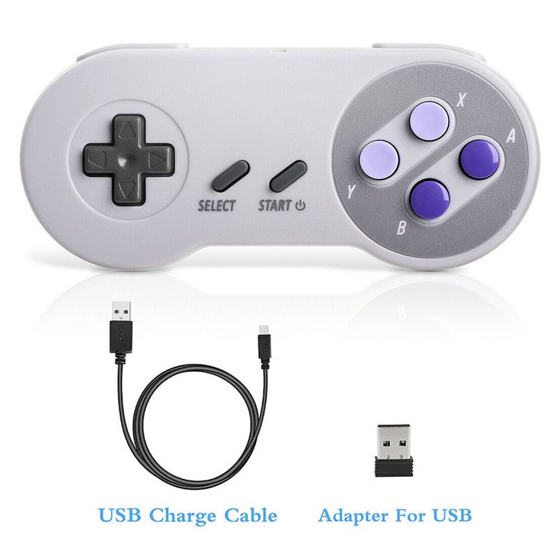 1/2 Stk 2.4 GHz Wireless SNES Controller Rechargeable Gamepad Mit USB Receiver_voghion.com