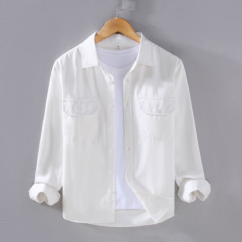 CT 2305 Camicia da lavoro a maniche lunghe in twill di puro cotone, stile americano, per uomo, primavera e autunno_voghion.com