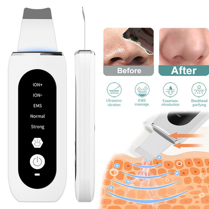 Épurateur de peau facial EMS, nettoyeur de pores en profondeur à ultrasons, spatule pour éliminer les points noirs_voghion.com