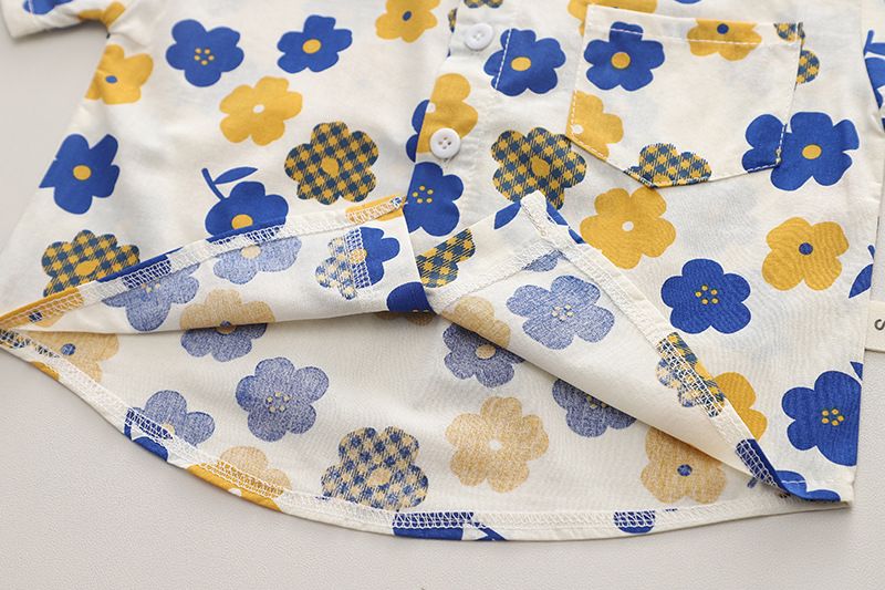 Jungen 2024 Neue Western Stil Baby Volle Druck Blume Hemd Mode Kinder Sommer Kurzarm Set_voghion.com