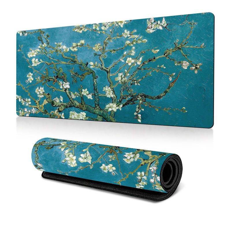 Tappetino per mouse con motivo floreale e albero, con trasferimento termico, per pittura di paesaggi popolari_voghion.com