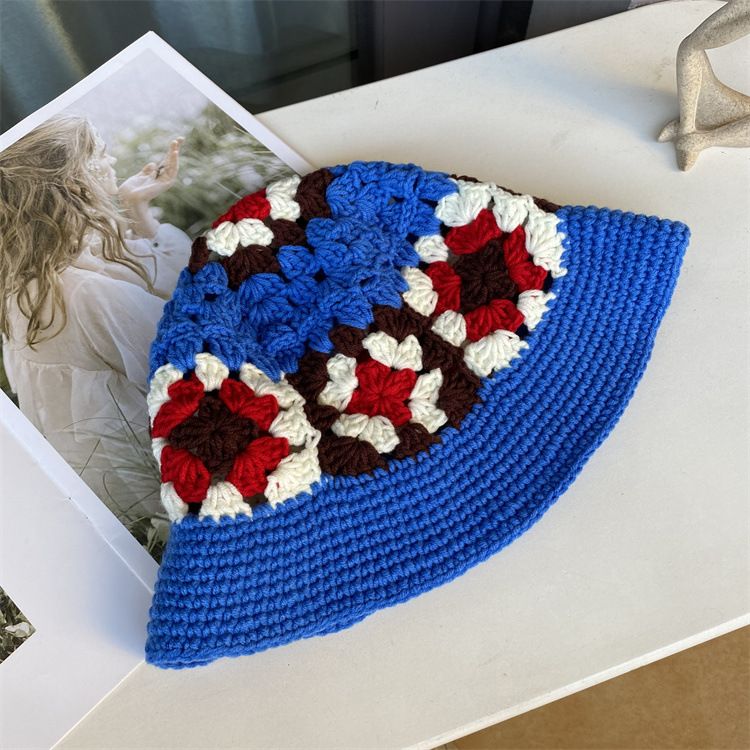 Cappello lavorato a maglia con uncinetto cavo, abbinato ai colori, per donna, autunno e inverno, versatile, piccolo cappello di lana_voghion.com