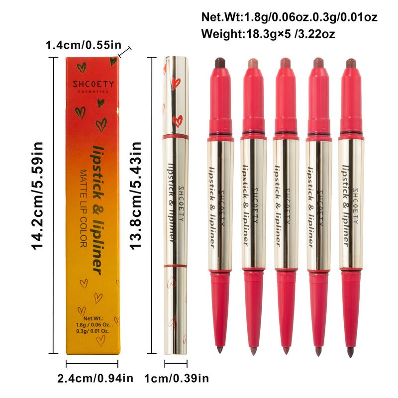 Lip Liner Double Headed Lipstick Lip Liner Two In One Multi Color Matte Long Lasting Lip Plumping Non Fading Hook Liner Pen_voghion.com