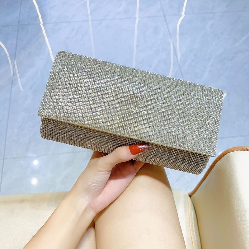 Modetrend Diamantbesetzte Party Clutch für Damen Glänzend Schwarz Neues High-End Schlichtes Design_voghion.com