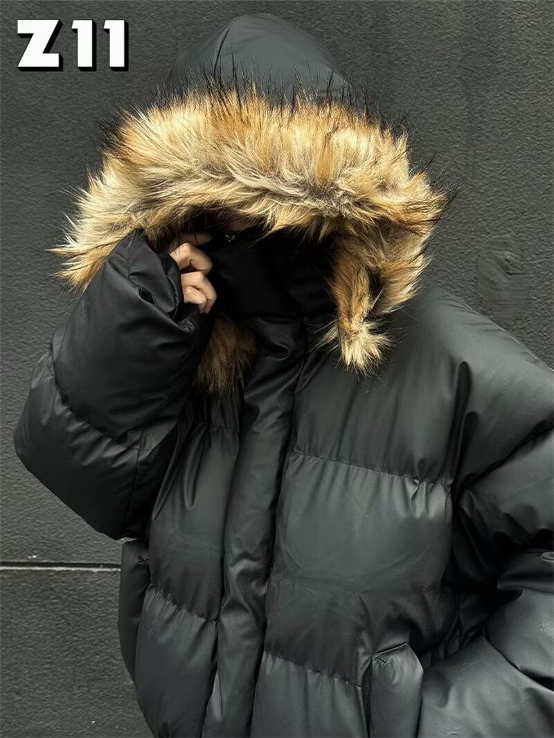 Herrenbekleidung Winter Retro Abnehmbarer Pelzkragen PU-Leder Baumwolljacke Für Männer Und Frauen Im Amerikanischen Stil Dicker Warmer Baumwollmantel_voghion.com