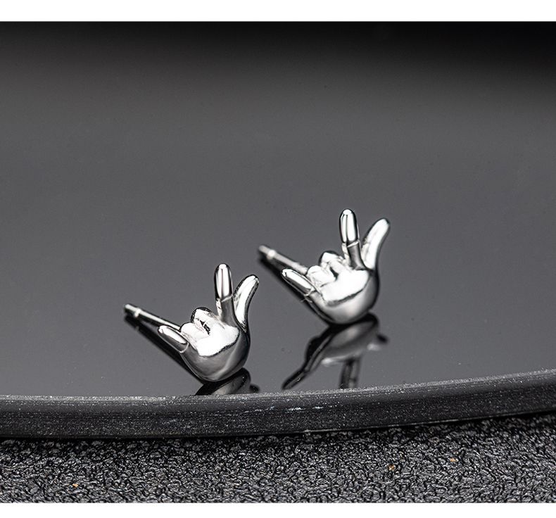 Náušnice pro muže s trendy osobností, antialergické, jednoduché, trendy temperamentní, pro páry, s vtipnými prsty, náušnice s ženským temperamentem._voghion.com