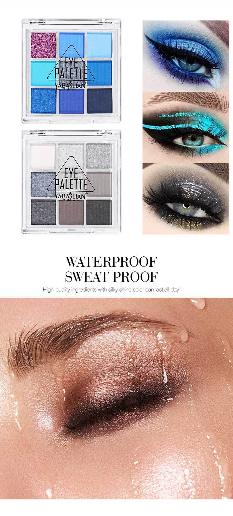 Nine color eyeshadow City gray cold dish pearlescent matte acrylic transparent nine grid eyeshadow_voghion.com