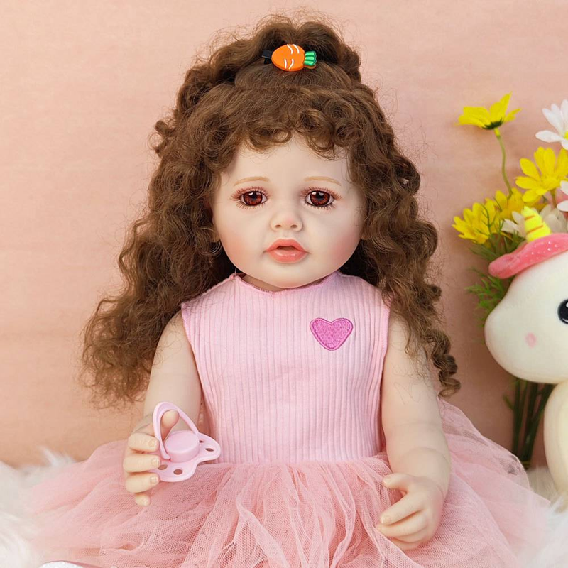 55CM newborn Su Quan vinyl body washable finished product newborn baby hand details 3D skin visible vein root hair transplant princess girl_voghion.com