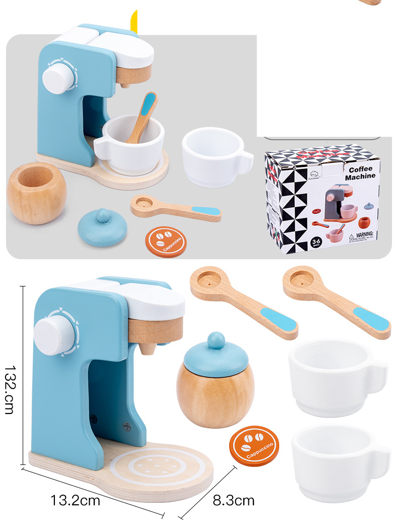 Giocattolo in legno per bambini Tostapane Spremiagrumi Macchina per il caffè Frullatore Set da cucina per bambine_voghion.com